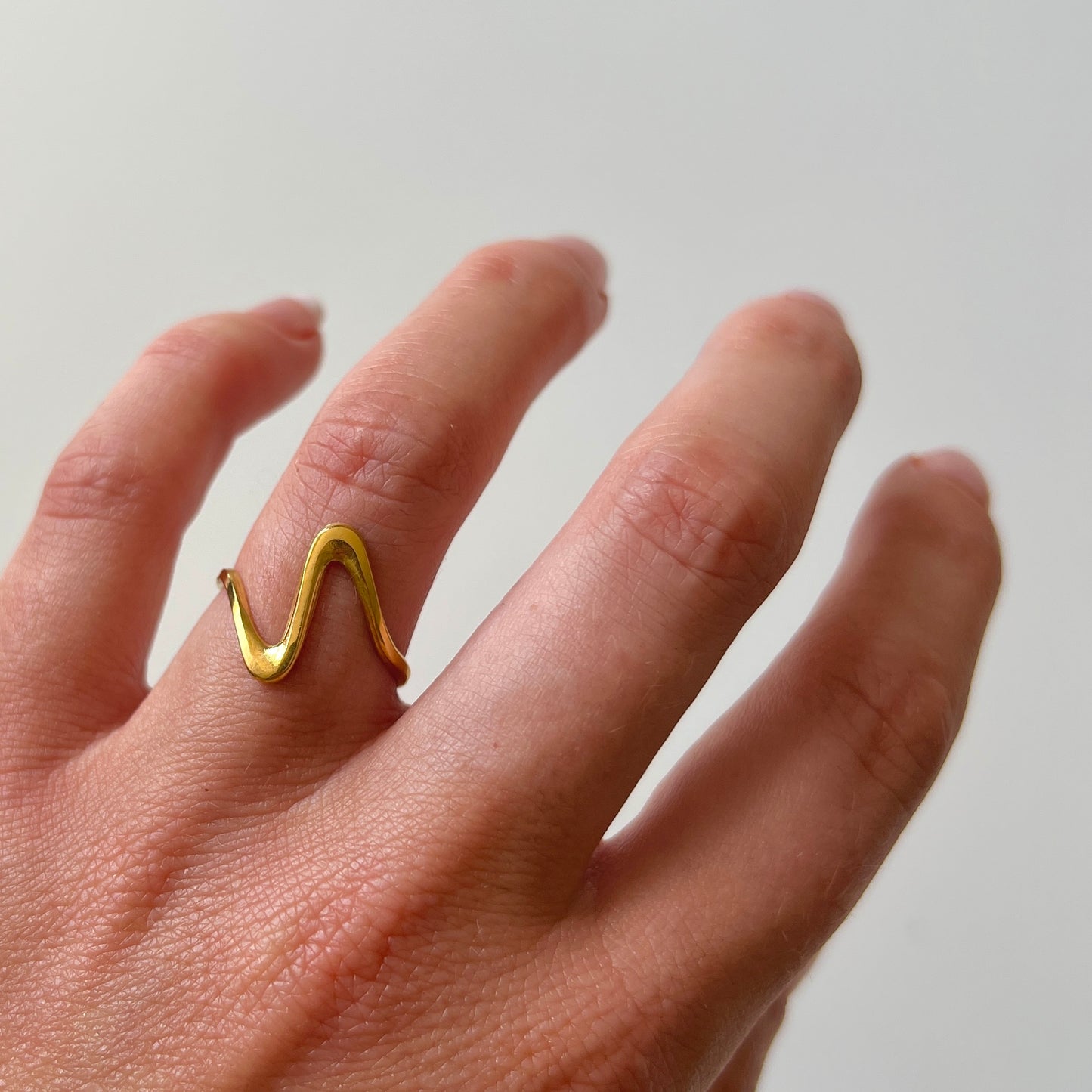 Fingerring nr. 86, justerbar, rustfri stål, forgyldt